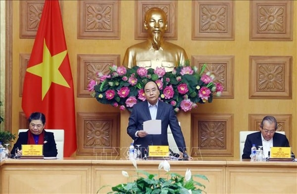 Thủ tướng Nguyễn Xuân Phúc, Trưởng Tiểu ban Kinh tế - Xã hội phát biểu tại phiên họp. Ảnh: TTXVN