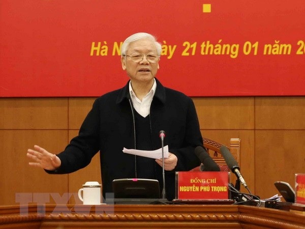 Tổng Bí thư, Chủ tịch nước Nguyễn Phú Trọng phát biểu kết luận phiên họp. Ảnh: TTXVN