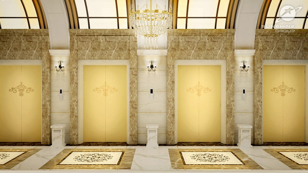 Hệ thống thang máy tuyệt đẹp tại dự án Sunshine Center.