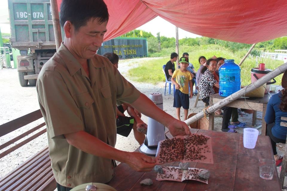 Những tấm bẫy ruồi mà người dân mang đến cổng nhà máy xử lý rác thải ngày 11/8/2018