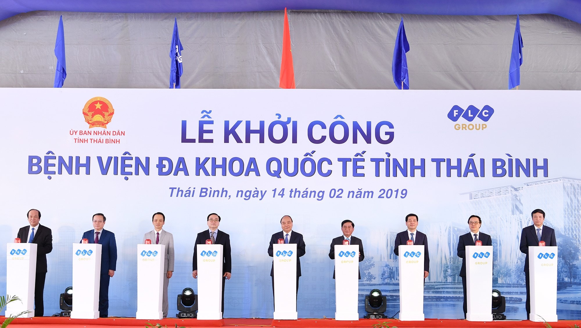 Thủ tướng dự Lễ khởi công bệnh viện Đa khoa Quốc tế 1000 giường lớn nhất tại Thái Bình. Ảnh/Phương Thảo