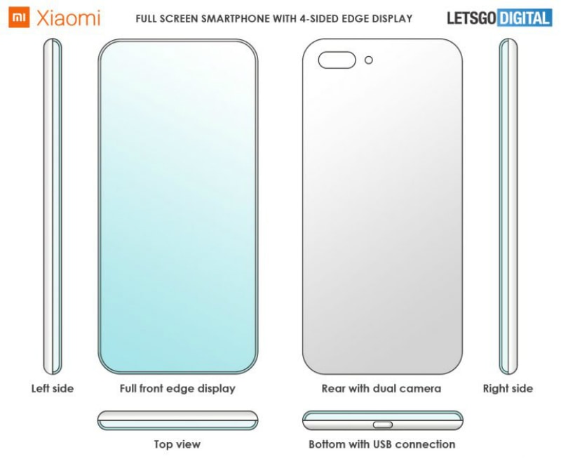 Bằng sáng chế mới lộ khả năng điện thoại Xiaomi tương lai có màn hình cong 4 cạnh.