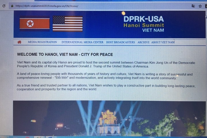 Website thông tin Hội nghị Thượng đỉnh Mỹ - Triều