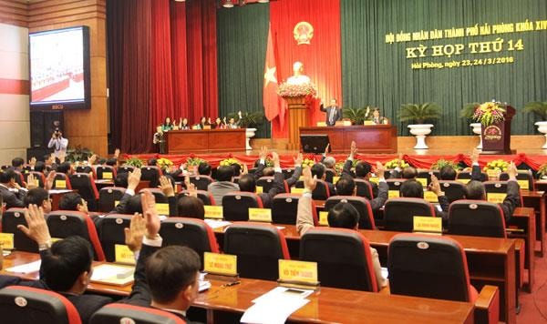 Một kỳ họp của Hội đồng nhân dân thành phố Hải Phòng (ảnh st)