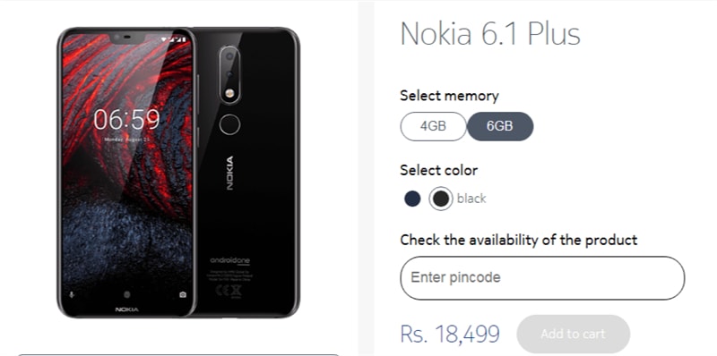 Nokia 6.1 Plus phiên bản RAM 6 GB được bán ra tại Ấn Độ.