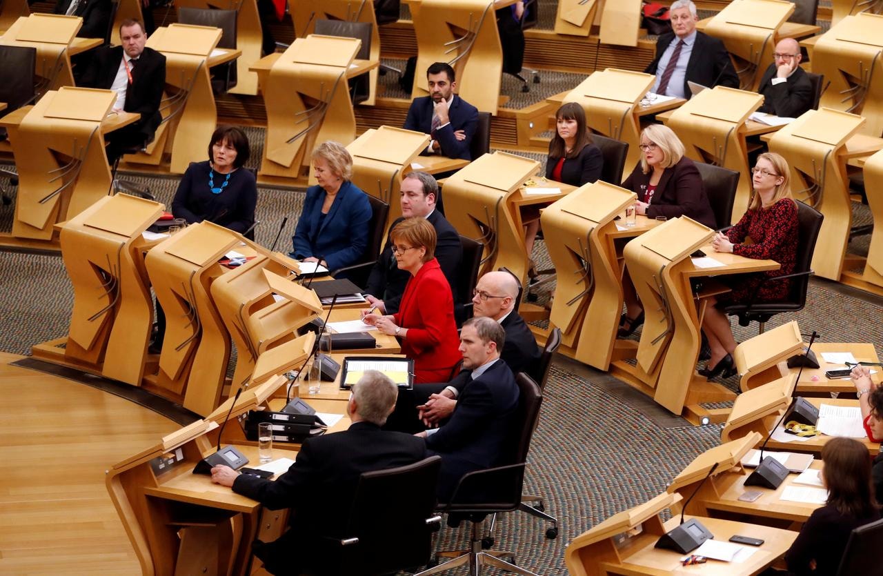 Thủ hiến Scotland Nicola Sturgeon phát biểu trước Quốc hội nước này hồi tháng 1/2019. Ảnh: Reuters