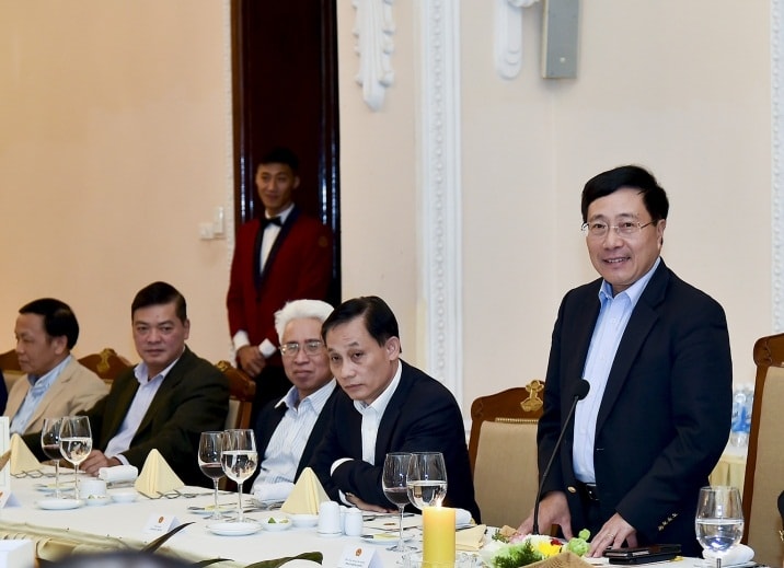 Phó Thủ tướng Phạm Bình Minh phát biểu tại cuộc gặp mặt. Ảnh: TG&VN