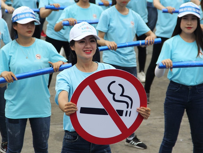 Nhiều cuộc thi, phong trào truyền thông nói không với khói thuốc đã được tổ chức. Ảnh: Giáp Hồ.