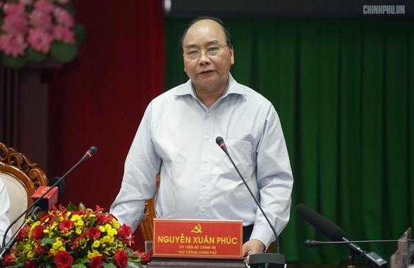 Thủ tướng phát biểu tại buổi làm việc với lãnh đạo chủ chốt tỉnh Sóc Trăng. Ảnh: VGP