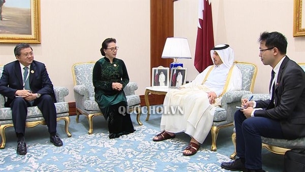 Chủ tịch Quốc hội Nguyễn Thị Kim Ngân hội kiến Thủ tướng Qatar Sheikh Abdallah Bin Nasir Bin Khalifa Al Thani. Ảnh: quochoi.vn