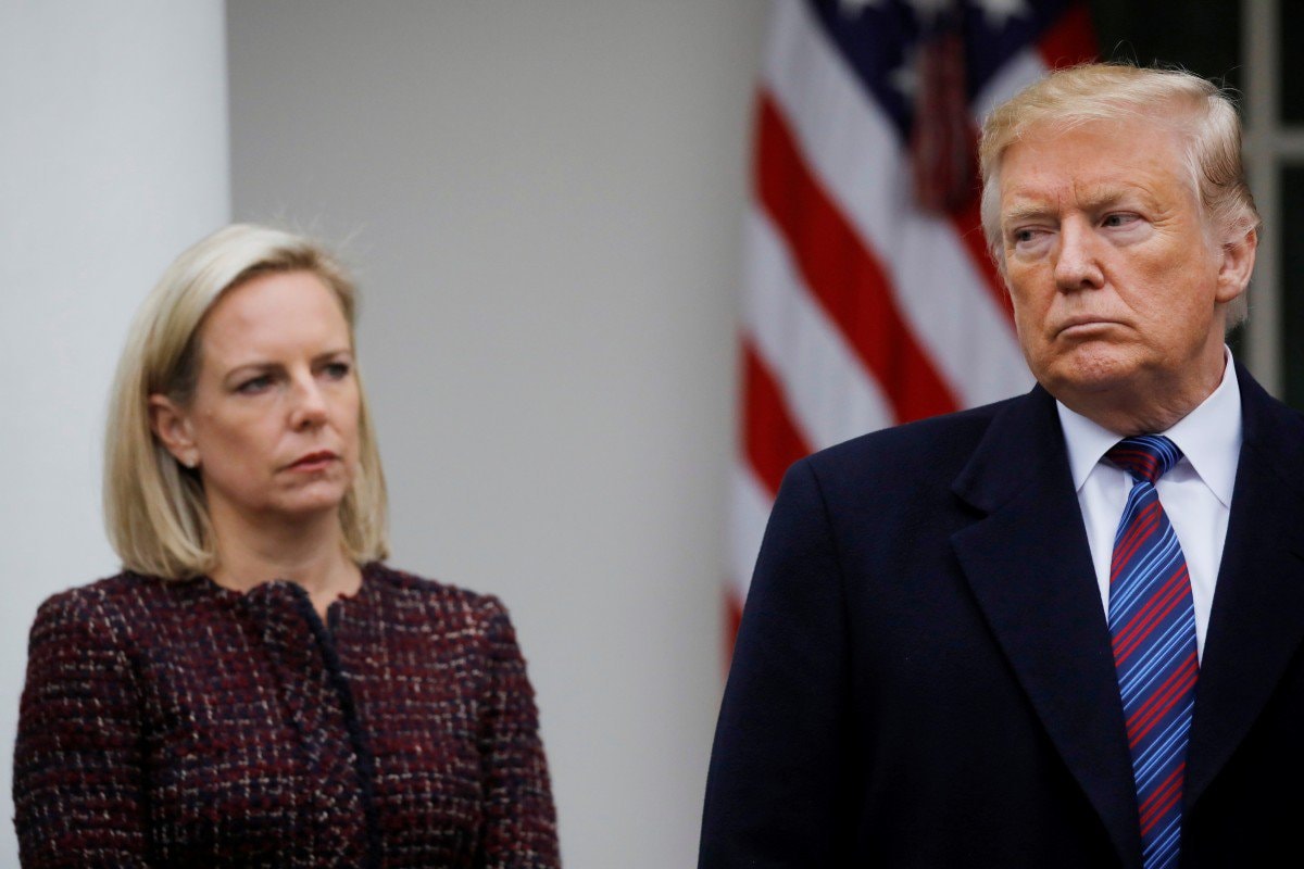 Tổng thống Mỹ Donald Trump và Bộ trưởng An ninh Nội địa Mỹ Kirstjen Nielsen. Ảnh: Reuters