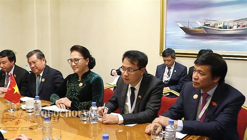 Chủ tịch Quốc hội Nguyễn Thị Kim Ngân và Đoàn đại biểu Việt Nam. Ảnh quochoi.vn