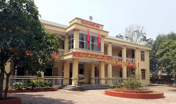 Trụ sở xã Quế Sơn - nơi hàng loạt lãnh đạo xã bị kỷ luật vì liên quan đến vụ “ăn chặn” tiền hỗ trợ lúa bị bệnh của dân