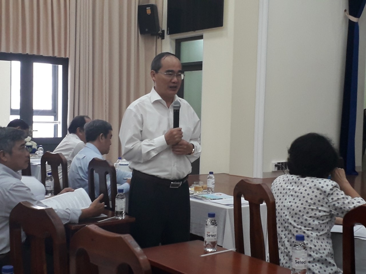 Bí thư Nguyễn Thiện Nhân phát biểu tại Hội nghị. Ảnh: HV