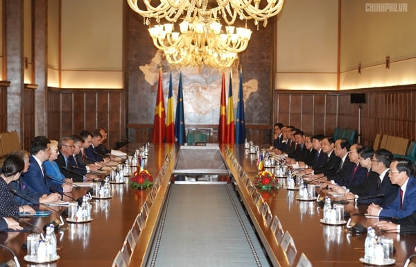 Hội đàm cấp cao Việt Nam - Romania. Ảnh: VGP