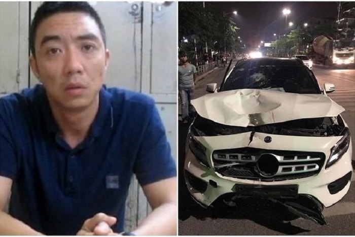 Chiếc xe do tài xế say rượu điều khiển gây TNGT khiến hai phụ nữ thiệt mạng ở hầm Kim Liên (Hà Nội) rạng sáng 1/5. (Ảnh: Báo Dân trí)