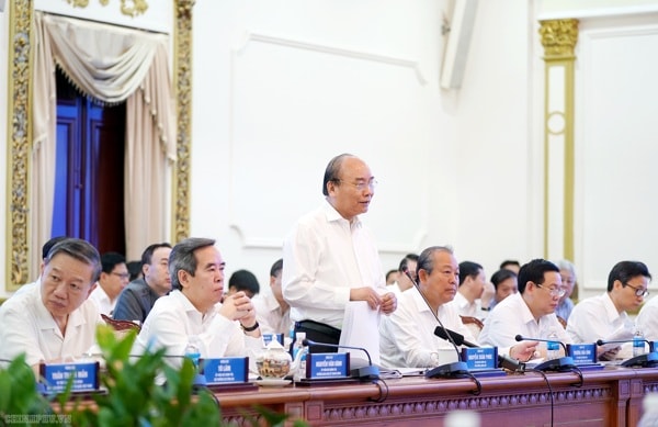 Thủ tướng Nguyễn Xuân Phúc phát biểu tại cuộc làm việc. Ảnh: VGP