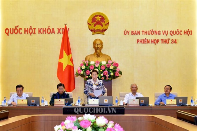 Chủ tịch Quốc hội Nguyễn Thị Kim Ngân phát biểu khai mạc Phiên họp thứ 34 của Ủy ban Thường vụ Quốc hội. Ảnh: Cổng TTĐT Quốc hội