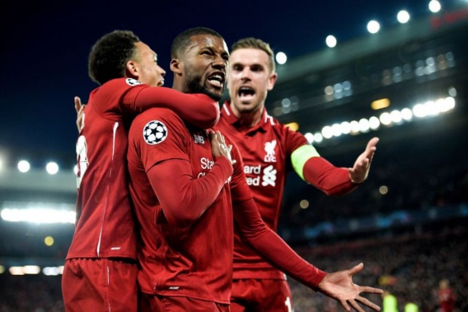 Wijnaldum - người đóng thế vĩ đại trong chiến thắng 4 sao của Liverpool. Ảnh: Getty
