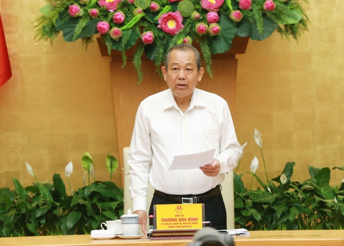 Phó Thủ tướng Thường trực Chính phủ Trương Hòa Bình, Chủ tịch Ủy ban An toàn giao thông quốc gia chủ trì Hội nghị trực tuyến toàn quốc. Ảnh: VGP