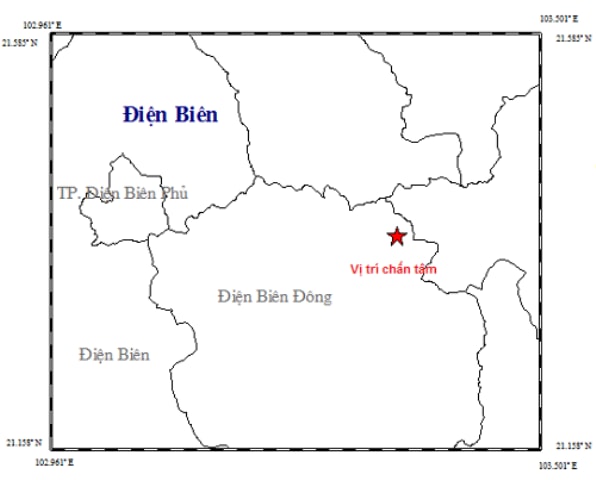 Bản đồ chấn tâm động đất. Ảnh: SK&ĐS
