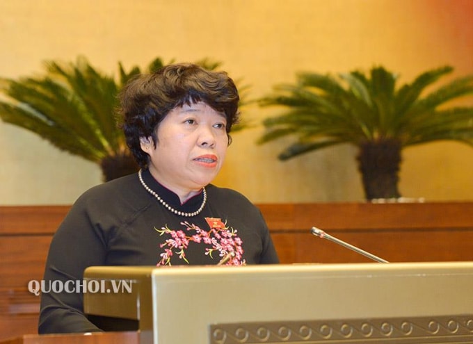 Chủ nhiệm Ủy ban về các vấn đề xã hội của Quốc hội Nguyễn Thúy Anh trình bày báo cáo thẩm tra.