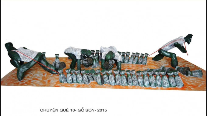 “Chuyện quê” – Gỗ sơn, 2015.