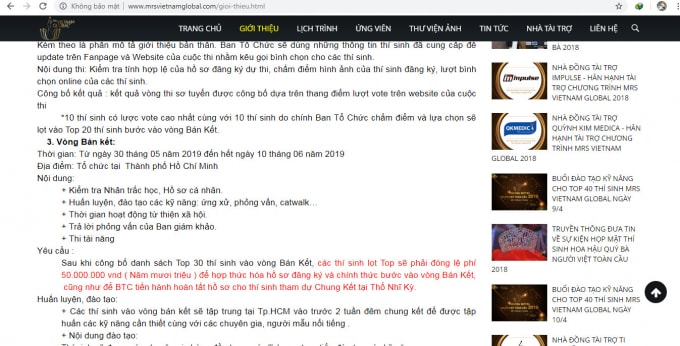 Theo thông tin từ website: mrsvietnamglobal.com, Top 30 thí sinh vào vòng bán kết sẽ phải đóng lệ phí 50 triệu đồng để hợp thức hóa hồ sơ đăng ký và chính thức bước vào vòng bán kết.