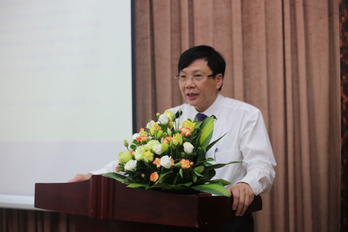 Ông Hồ Quang Lợi, Phó Chủ tịch Thường trực Hội Nhà báo Việt Nam phát biểu tại Hội thảo. Ảnh: M.N