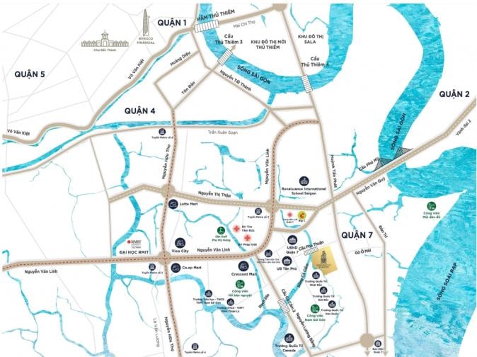 Liên kết chặt chẽ và hoàn hảo giữa Sunshine City Sài Gòn và các vùng trọng điểm lân cận.