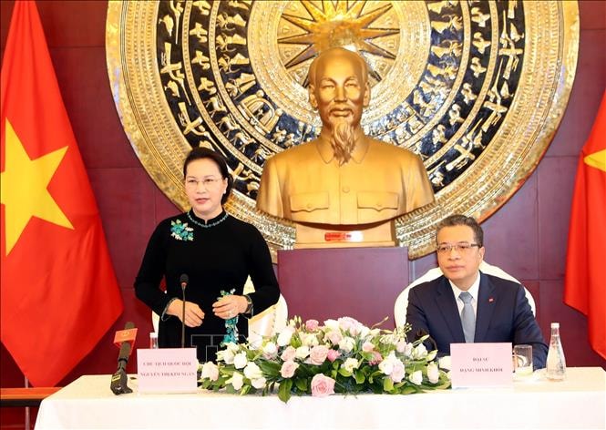 Chủ tịch Quốc hội Nguyễn Thị Kim Ngân phát biểu. Ảnh: TTXVN