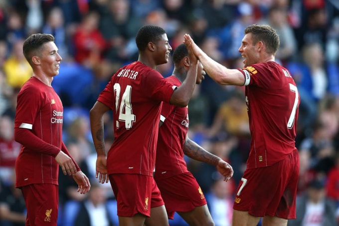 Tài năng trẻ Rhian Brewster (số 24) để lại dấu ấn với cú đúp bàn thắng. Ảnh: Getty