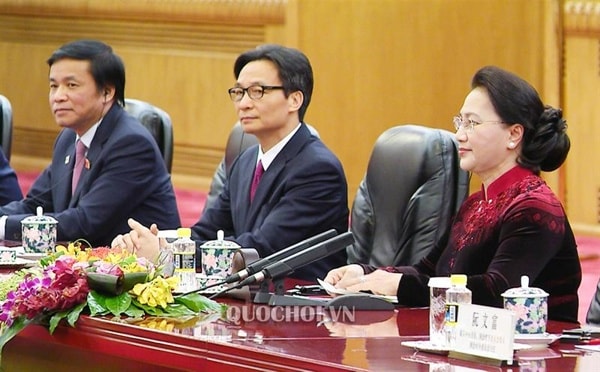 Chủ tịch Quốc hội Nguyễn Thị Kim Ngân phát biểu tại buổi hội kiến Tổng Bí thư, Chủ tịch Trung Quốc Tập Cận Bình. Ảnh: quochoi.vn