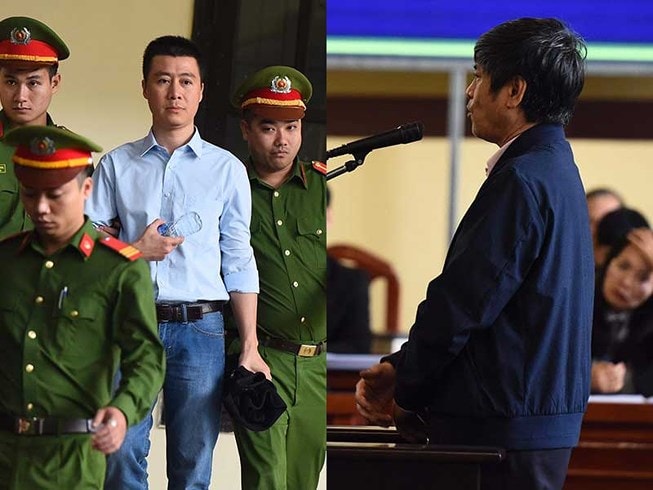 Bị cáo Phan Sào Nam.( Ảnh: Tuyến Phan) và Bị cáo Nguyễn Thanh Hóa. (Ảnh: Đức Minh)
