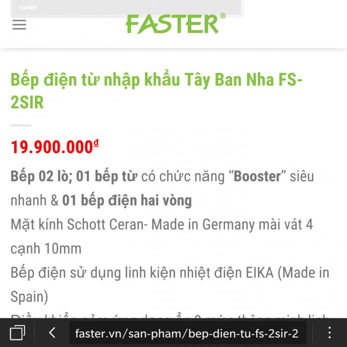 Được quảng cáo là bếp điện từ nhập khẩu tại tây Ban Nha nhưng mặt kính lại có từ
