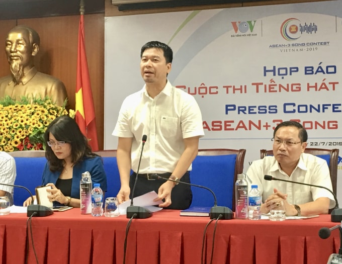 Ông Ngô Minh Hiển, Phó Tổng giám đốc Đài TNVN phát biểu tại cuộc Họp báo. Ảnh: Hoàng Huy