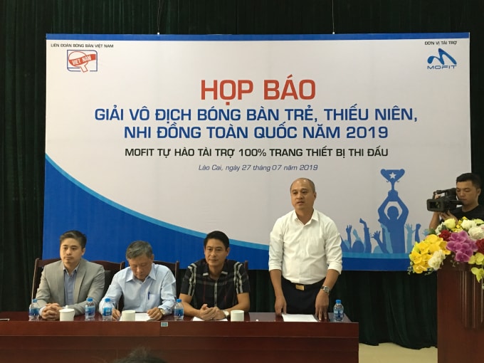 Ông Phan Tuấn Anh - Tổng Thư ký Liên đoàn Bóng bàn Việt Nam phát biểu tại buổi họp báo. Ảnh: V.H