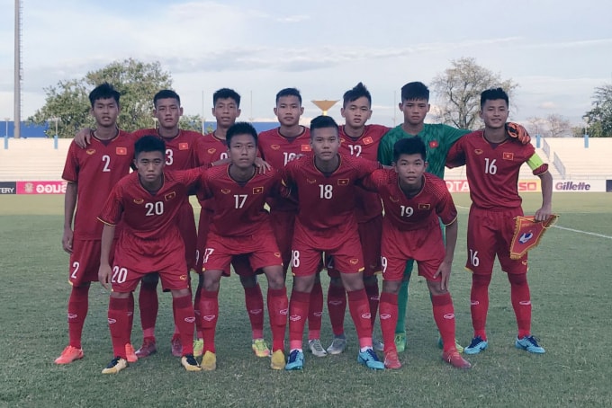 Đội hình xuất phát của ĐT U15 Việt Nam tại trận đấu với U15 Philippines. Ảnh: VFF