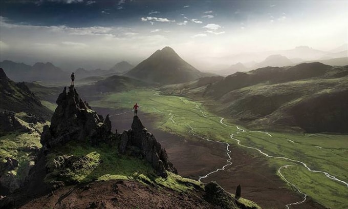 Landmannalaugar, trong Khu bảo tồn thiên nhiên Fjallabak ở Tây Nguyên của Iceland.