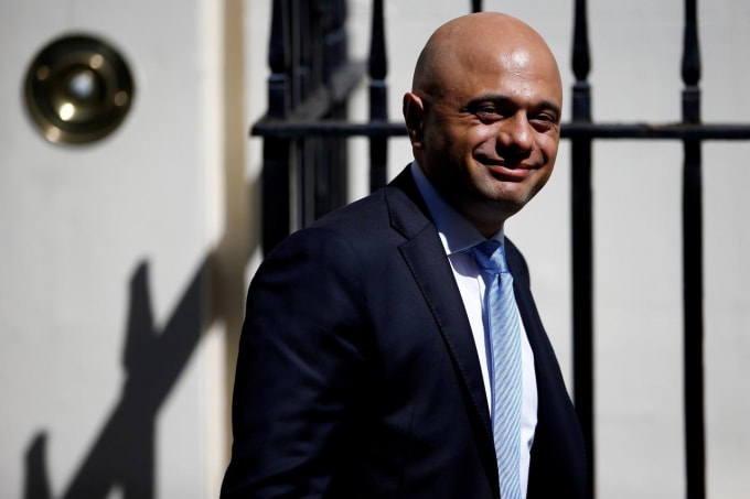 Bộ trưởng Tài chính Anh, ông Sajid Javid. Ảnh: Reuters