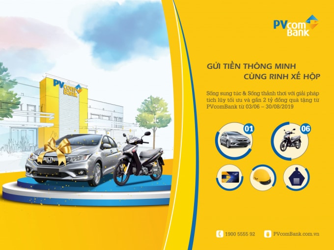 PVcomBank không nằm ngoài cuộc đua khuyến mại tiền gửi tiết kiệm mùa hè gồm những phần quà hấp dẫn với tổng giá trị giải thưởng là 2 tỷ đồng.