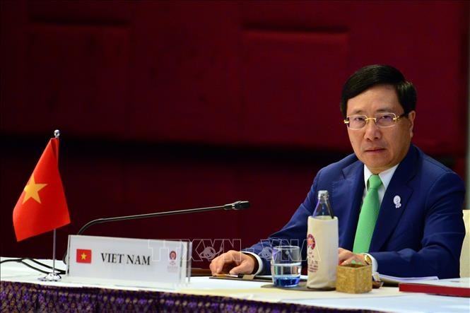 Phó Thủ tướng, Bộ trưởng Ngoại giao Phạm Bình Minh hoan nghênh các nỗ lực mở rộng hợp tác ASEAN+3 trên các lĩnh vực phát triển dựa vào sáng tạo. Ảnh: TTXVN