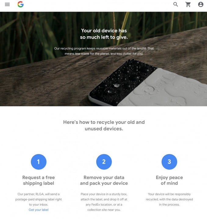 Google sử dụng vật liệu tái chế để sản xuất tất cả phần cứng từ năm 2022