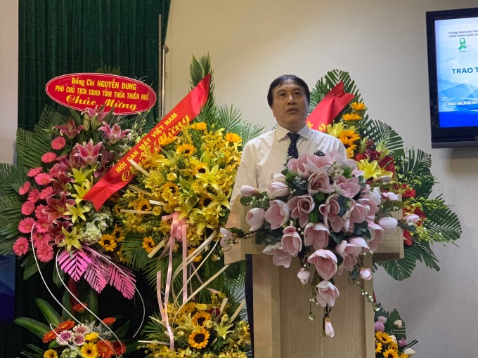 GS.TS Trịnh Hồng Sơn- Giám đốcTrung tâm Điều phối Ghép tạng Quốc gia phát biểu tại buổi lễ.