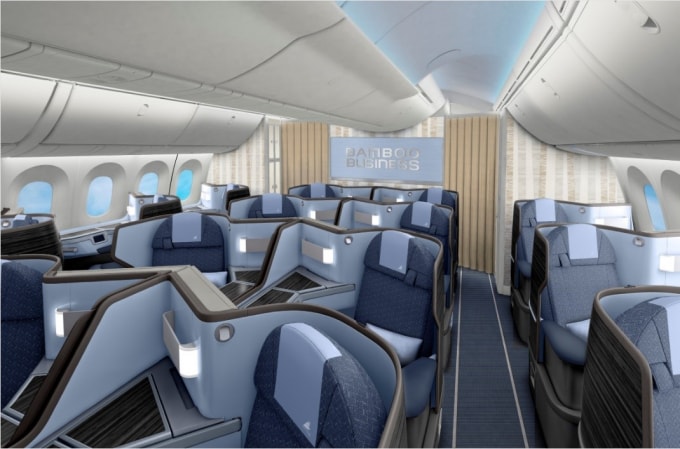 Nội thất sang trọng trong máy bay B787-9 của Bamboo Airways.