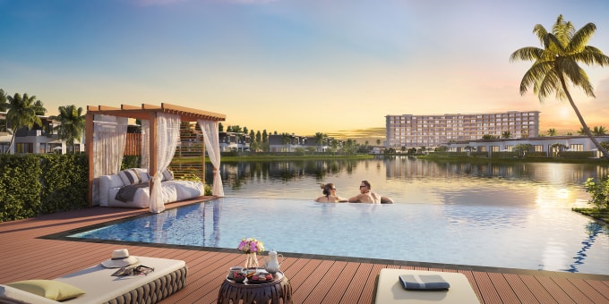 Trải nghiệm cuộc sống như thiên đường ngay tại đảo Ngọc tại bể bơi trải rộng trên khắp quần thể