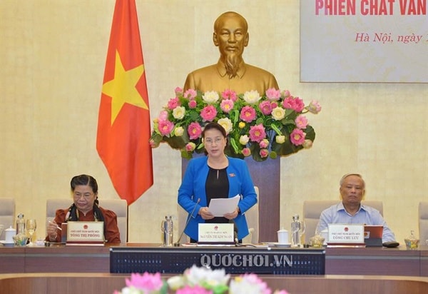 Chủ tịch Quốc hội Nguyễn Thị Kim Ngân phát biểu kết luận phiên chất vấn. Ảnh: quochoi.vn