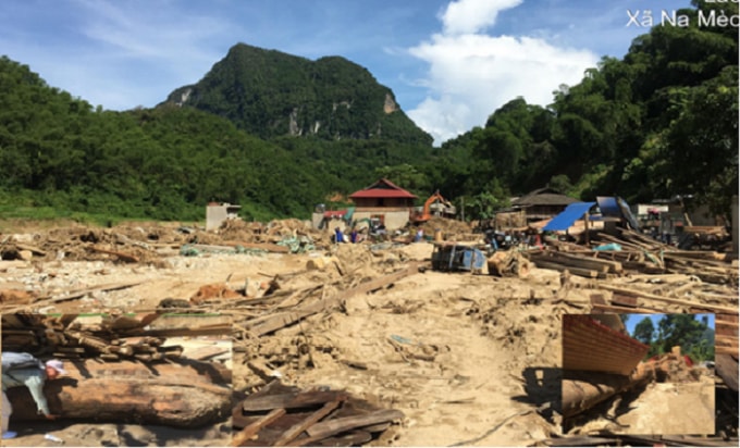 Trận lũ quét kinh hoàng đã gây thiệt hại lớn về người và tài sản tại bản Sa Ná, xã Na Mèo, huyện Quan Sơn, tỉnh Thanh Hóa. (Ảnh: Tổng cục KTTV cung cấp).