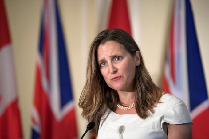 Ngoại trưởng Canada Chrystia Freeland. Ảnh: Reuters