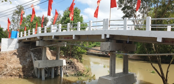 Cầu Kênh 30/4 mới được xây dựng với kết cấu bê tông cốt thép, mố trụ chắc chắn. Ảnh: baogiaothong.vn